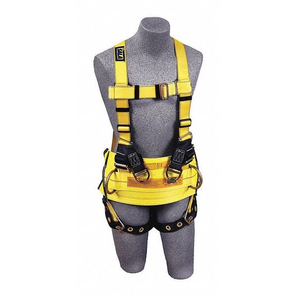 Full Body Harness, Vest Style, L, Polyester, Yellow