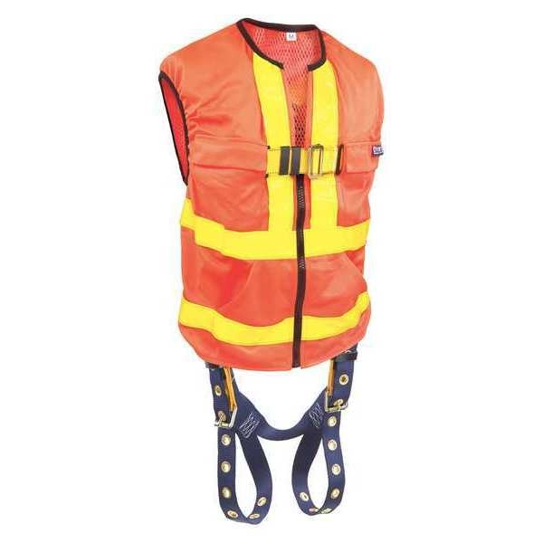 Full Body Harness, Vest Style, 2XL, Polyester, Yellow
