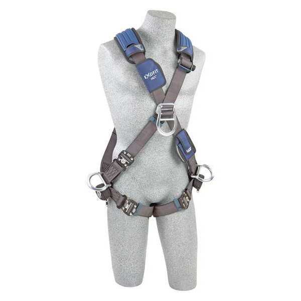 Full Body Harness, Crossover Style, M, Repel(TM) Polyester, Gray