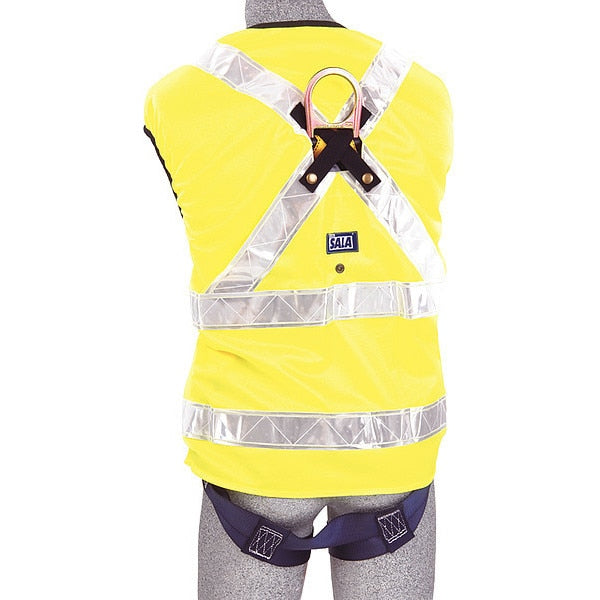 Hi-Vis Full Body Harness, Vest Style, Universal, Polyester, Yellow