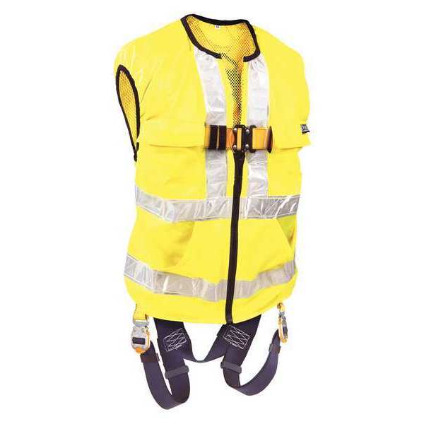 Hi-Vis Full Body Harness, Vest Style, S, Polyester, Yellow