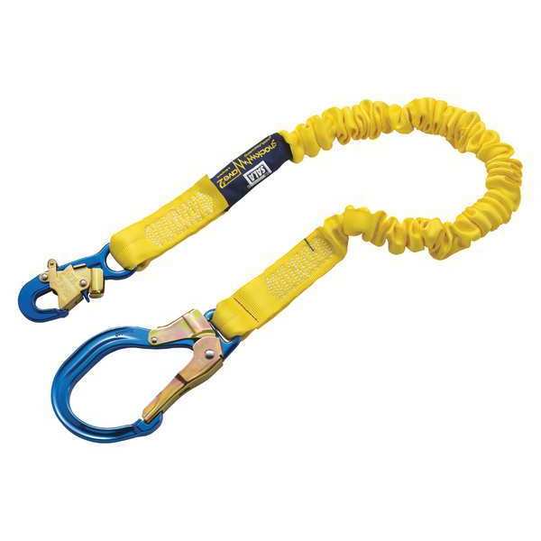 Shock Absorbing Lanyard, 6 ft., 310 lb. Weight Capacity, Yellow