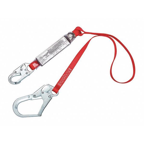Shock Absorbing Lanyard, 6 ft., 310 lb. Weight Capacity, Red