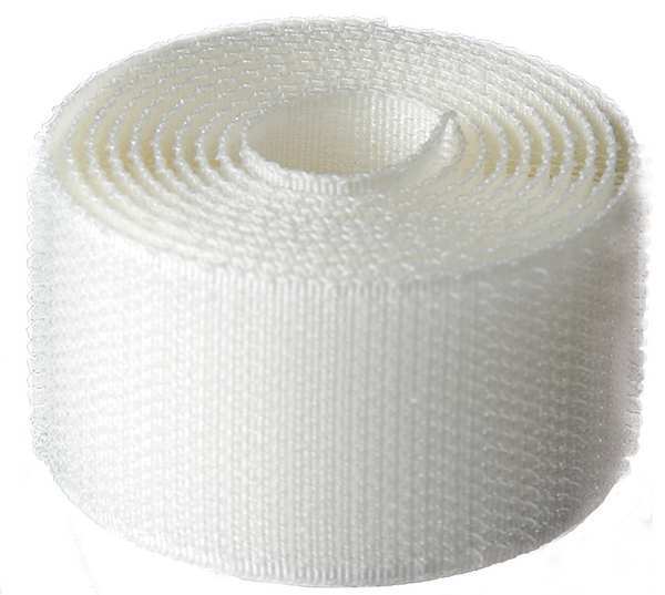Reclosable Fastener, No Adhesive, 150 ft, 1 in Wd, White