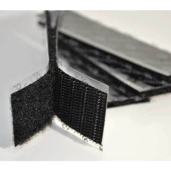 Reclosable Fastener Shapes, Acrylic Adhesive, 4 in, 1 in Wd, Black, 50 PK