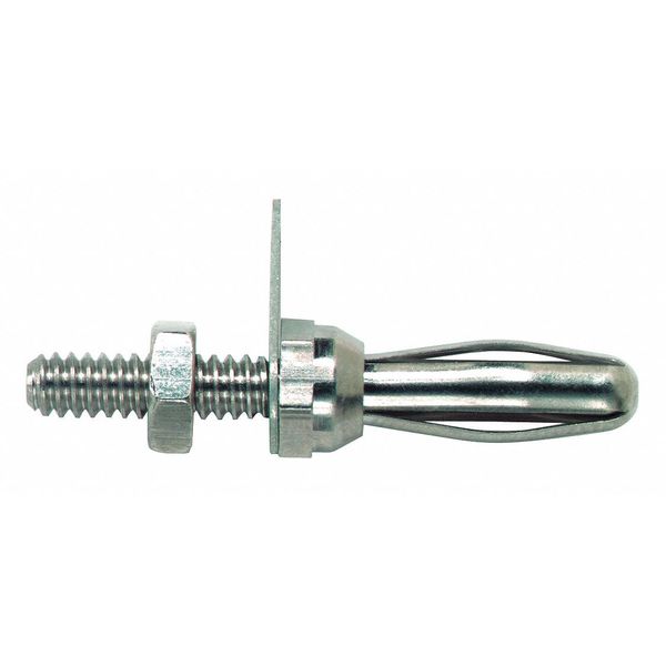 Banana Plug with Thrded Stud, Silver, PK10