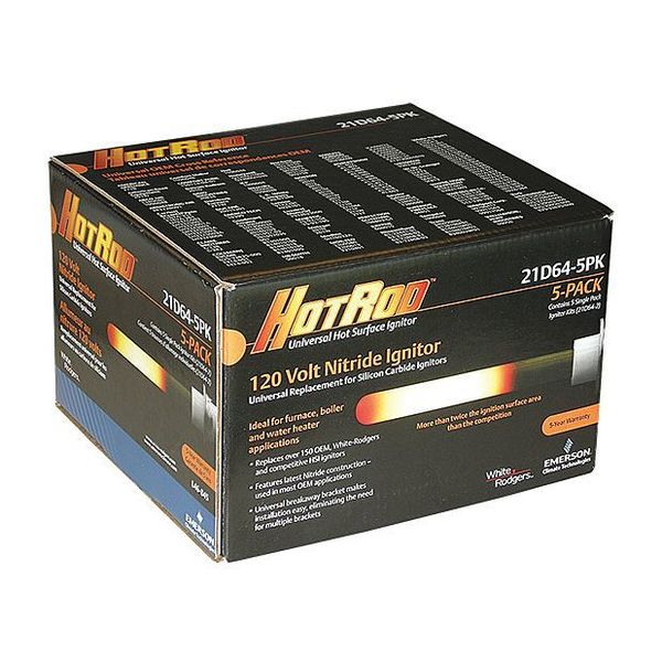 Hot Surface igniter, LP/NG, 120, 15 1/2 in L., Nitride Ignitor, 5 PK