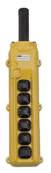Pendant Station, 6, Push Button, NO, Yellow