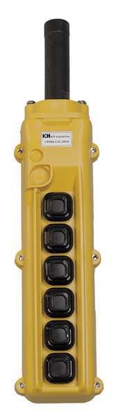 Pendant Station, 6, Push Button, NO, Yellow