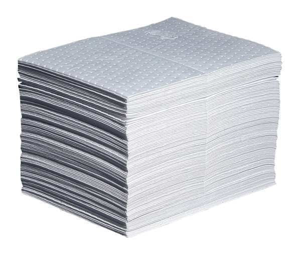 Sorbents, 22 gal/pk, 28 oz/pad, Oil Absorbed, White, Polypropylene, 100 PK