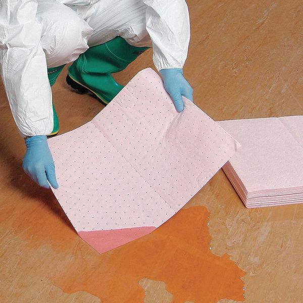 Sorbents, 11 gal. Universal Absorbed, Pink, Polypropylene, 50 PK