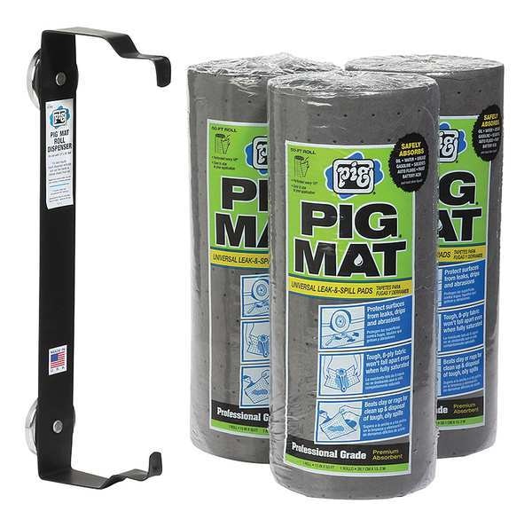 Sorbents, 10 gal/pk, 3.3 gal/pad, Universal Absorbed, Gray, Polypropylene, Steel, 3 PK