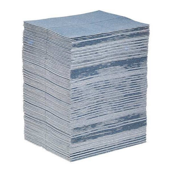 Sorbents, 34 gal/pk, 43 oz/pad, Universal Absorbed, Blue, Fibers, 100 PK