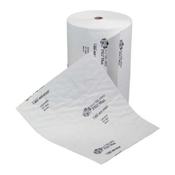 Sorbents, 17.4 gal. Oil Absorbed, White, Polypropylene