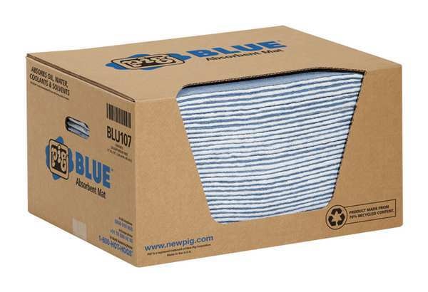 Sorbents, 12 gal. Universal Absorbed, Blue, Fibers, 50 PK