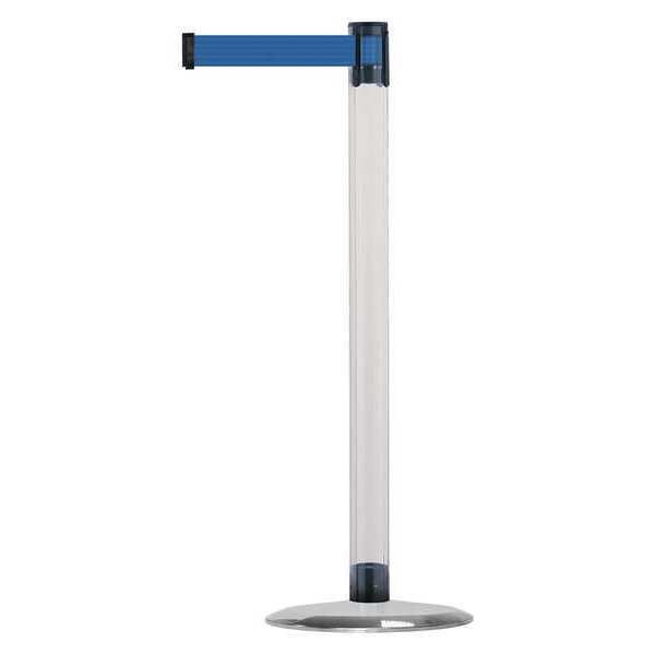 Barrier Post with Belt, Metal, 7-1/2 ft. L