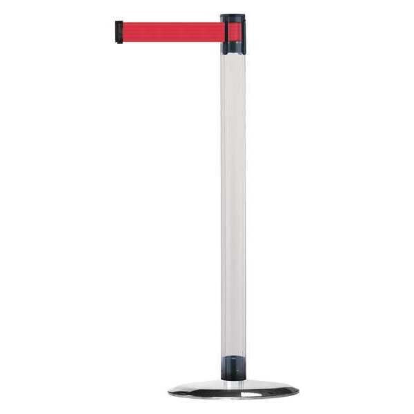 Barrier Post with Belt, Metal, 7-1/2 ft. L