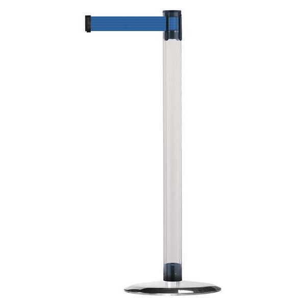 Barrier Post with Belt, Metal, 7-1/2 ft. L