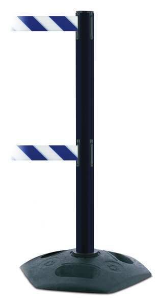 Barrier Post w/ Belt, Blue/White Striped