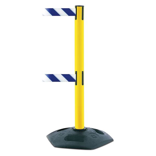 Barrier Post w/ Belt, Blue/White Striped