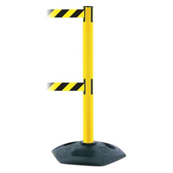 Barier Post w/ Belt, Black/Yellow Striped