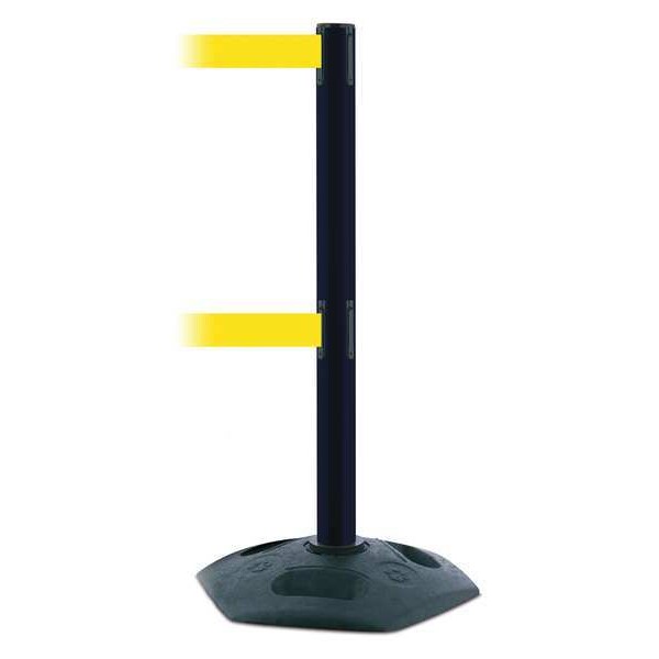 Barrier Post with Belt, 13 ft. L, Yellow