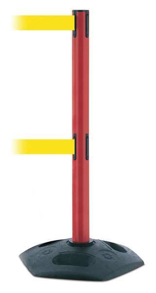 Barrier Post with Belt, 13 ft. L, Yellow