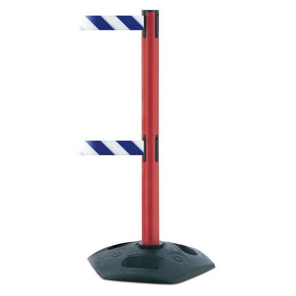 Barrier Post w/ Belt, Blue/White Striped