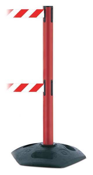 Barrier Post with Belt, Red/White Striped