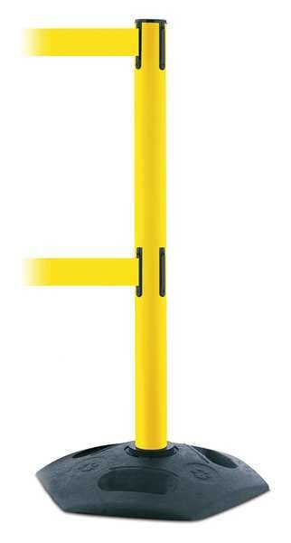 Barrier Post with Belt, 13 ft. L, Yellow