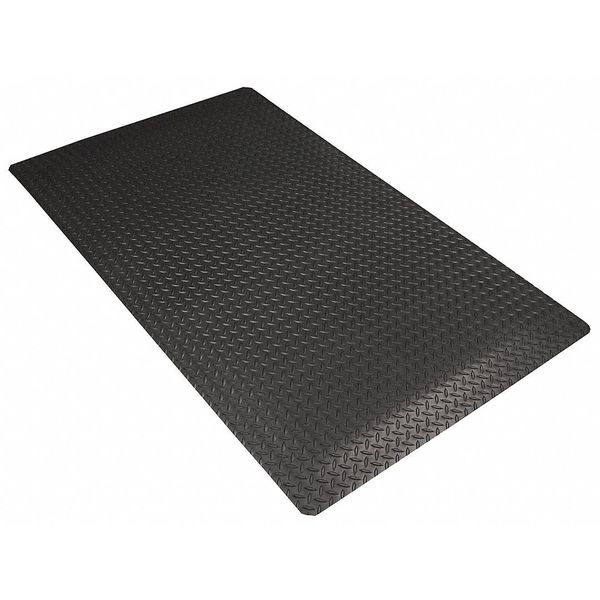 Antifatigue Mat, Black, 5 ft. L x 3 ft. W, Diamond Plate Surface Pattern, 9/16