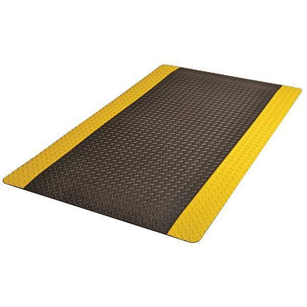 Antifatigue Runner, Black/Yellow, 75 ft. L x 2 ft. W, Diamond Plate Surface Pattern, 9/16