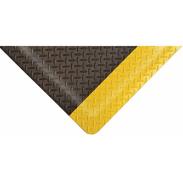 Antifatigue Mat, Black/Yellow, 5 ft. L x 3 ft. W, Diamond Plate Surface Pattern, 1