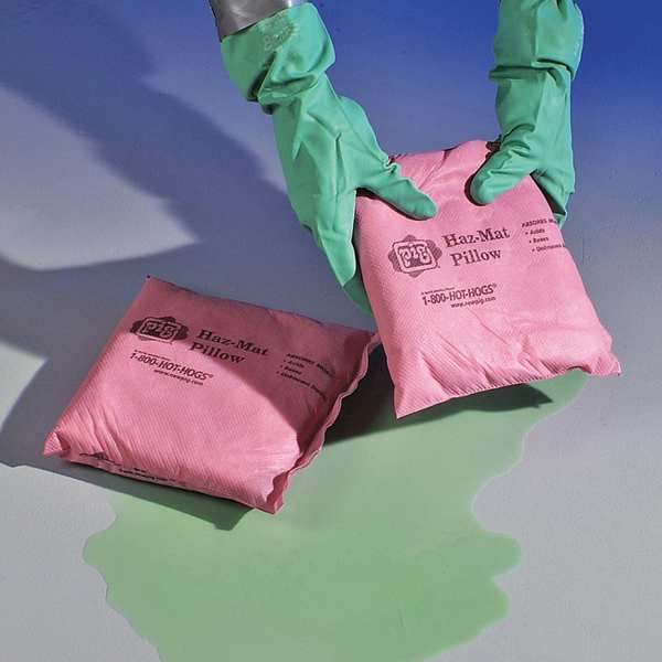Sorbents, 2.34 gal. Harsh Chemicals Absorbed, Pink, Polypropylene, 10 PK