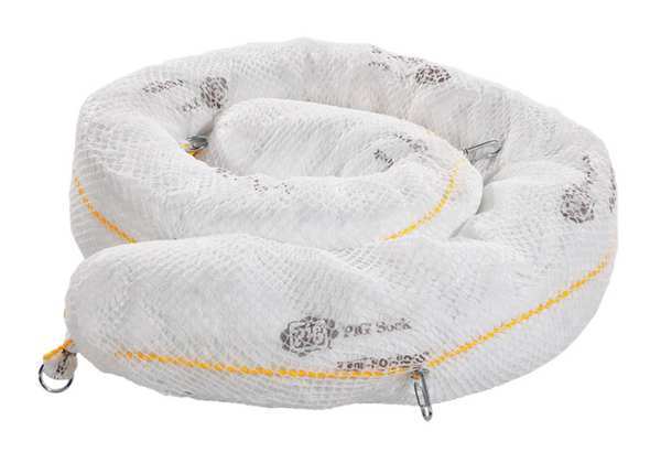 Sorbents, 24 gal/pk; 12 gal/boom, Oil Absorbed, White, Polyester, 2 PK
