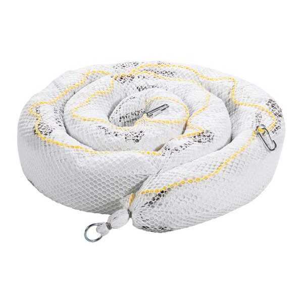 Sorbents, 24 gal/pk; 6 gal/boom, Oil Absorbed, White, Polyester, 4 PK