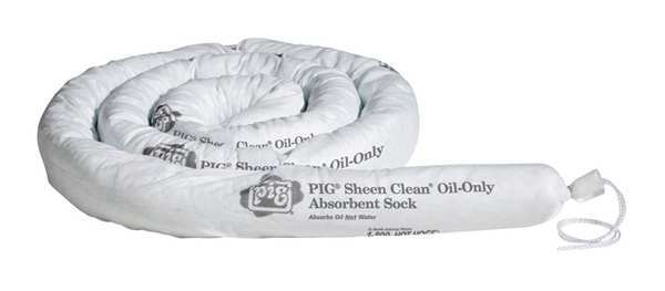 Sorbents, 15 gal. Oil Absorbed, White, Polypropylene, 6 PK