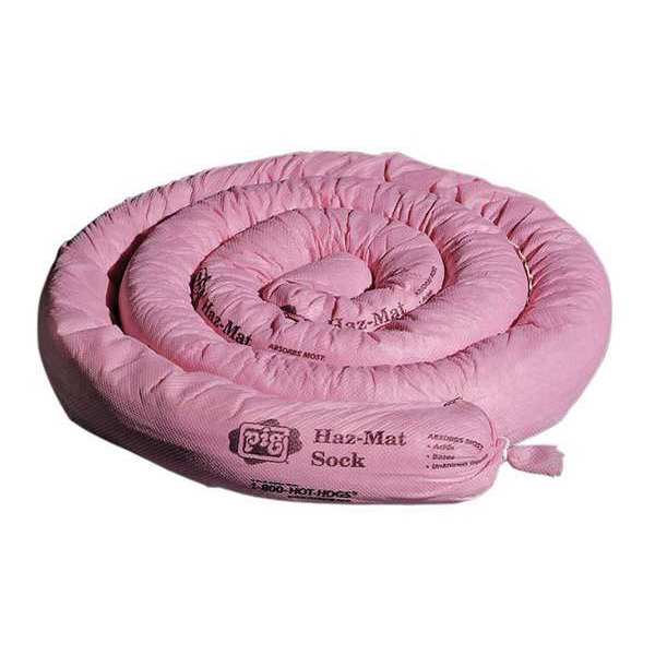 Sorbents, 12 gal/pk; 2 gal/sock, Acids, Bases, Unknowns Absorbed, Pink, Polypropylene, 6 PK