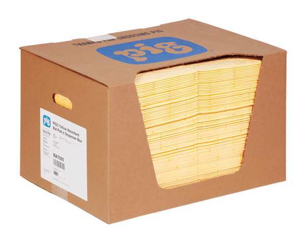 Sorbents, 22 gal/pk, 28 oz/pad, Universal Absorbed, Yellow, Polypropylene, 100 PK