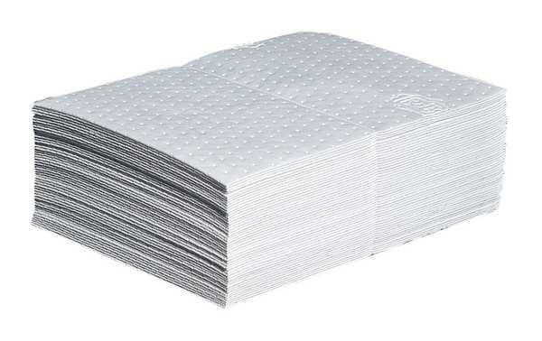 Sorbents, 11 gal/pk, 28 oz/pad, Oil Absorbed, White, Polypropylene, 50 PK