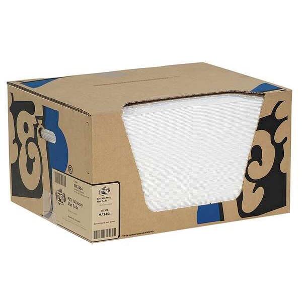 Sorbents, 17 gal. Oil Absorbed, White, Polypropylene, 100 PK