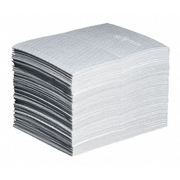Sorbents, 22 gal/pk, 28 oz/pad, Oil Absorbed, White, Polypropylene, 100 PK