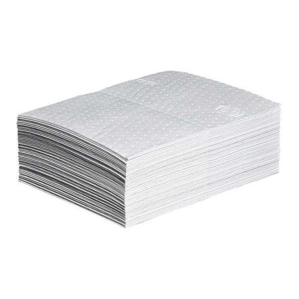 Sorbents, 11 gal. Oil Absorbed, White, Polypropylene, 50 PK