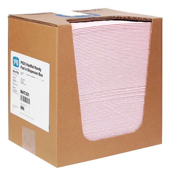 Sorbents, 9 gal/pk, 12 oz/pad, Universal Absorbed, Pink, Polypropylene, 100 PK