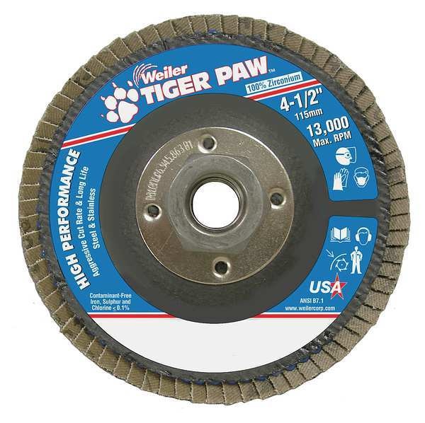 Flap Disc, Type 29, 4-1/2in. dia., 80 Grit