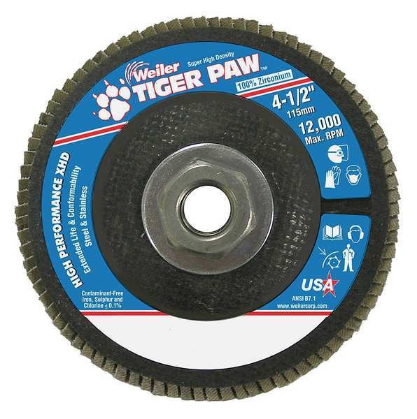 Flap Disc, Type 27, 4-1/2in. dia., 36 Grit