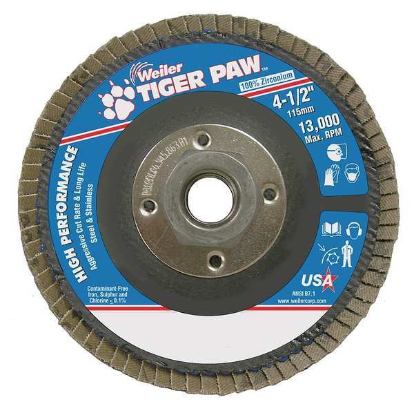 Flap Disc, Type 29, 4-1/2in. dia., 40 Grit