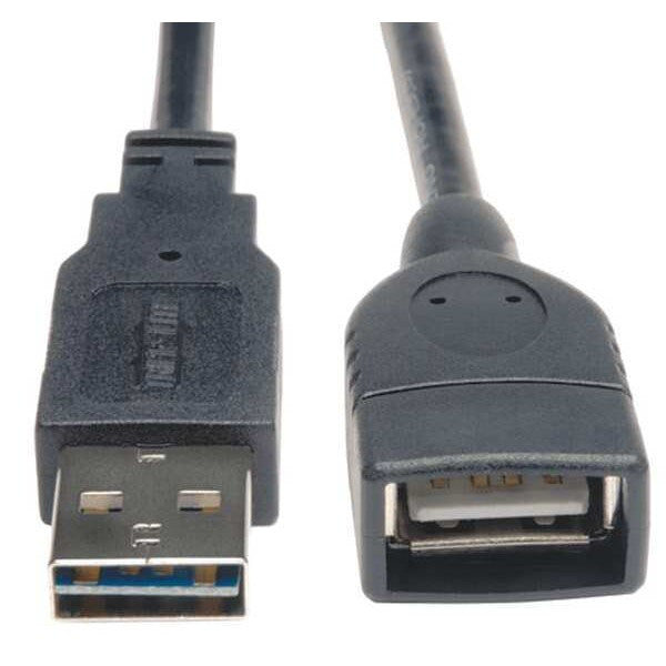 Reversible USB Extension Cable, Blck, 10ft
