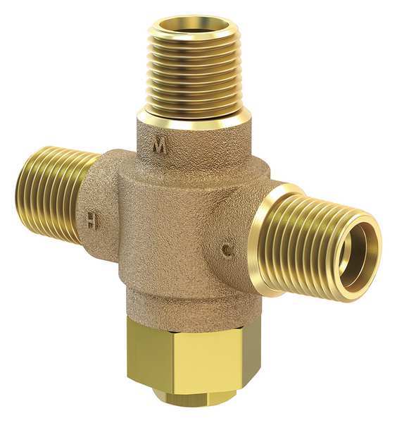 Tempering Valve, 1/2in. NPT, Brass, 125 psi