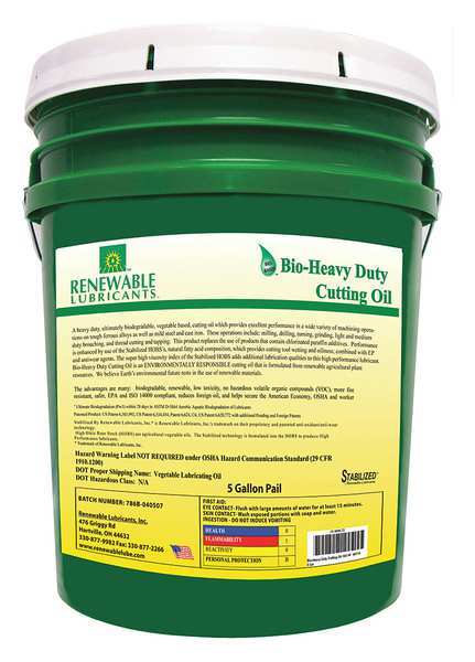 Cutting Oil, Pail, Yellow, 5 gal.